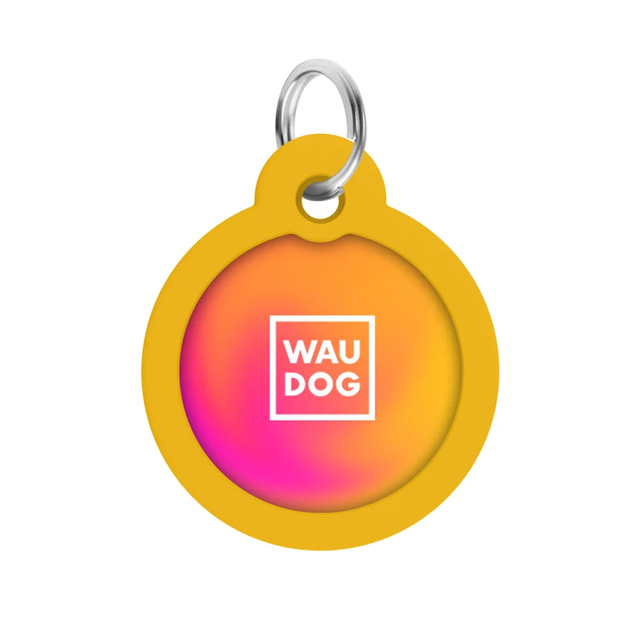 Адресник WAUDOG Smart ID з QR паспортом стальний Д 30 мм градієнт помаранчевий