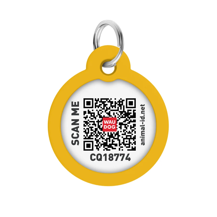 Адресник WAUDOG Smart ID з QR паспортом стальний Д 30 мм градієнт помаранчевий
