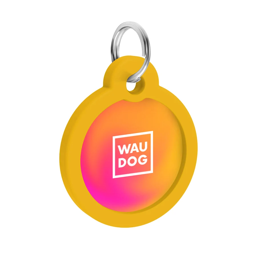 Адресник WAUDOG Smart ID з QR паспортом стальний Д 30 мм градієнт помаранчевий