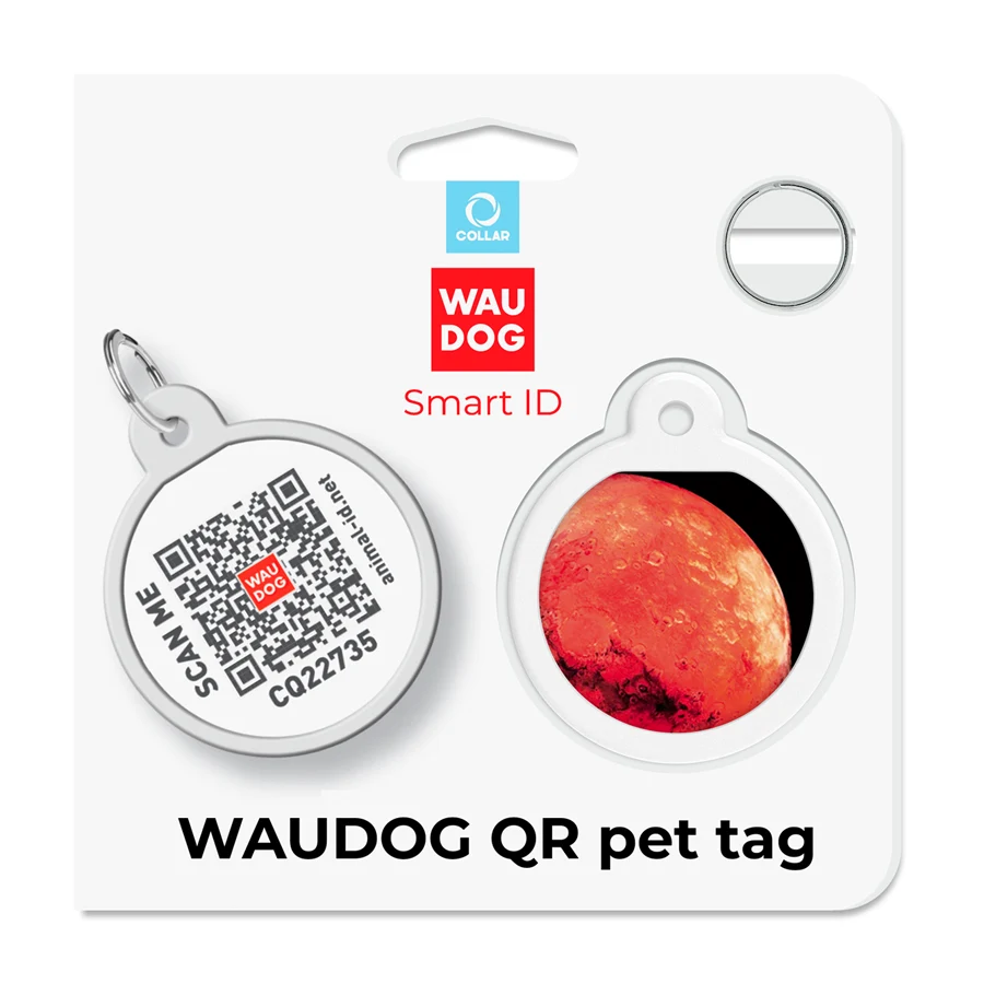 Адресник WAUDOG Smart ID металевий з QR паспортом Д 25 мм коло малюнок "Марс"