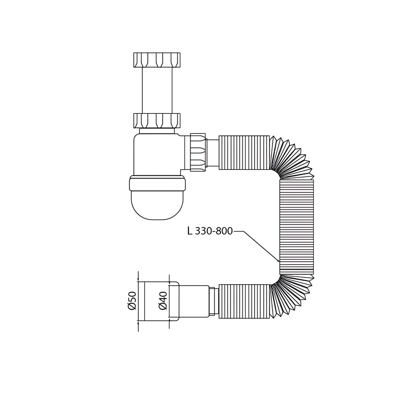 Сифон для умивальника Mixxus SU-05-A 1 1/2"x40 пластиковий чорний 40х40х50 см