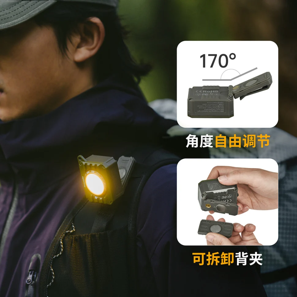 Ліхтар наключний Naturehike CNK2450ZM014 60х43,4х38,4 мм ABS-пластик оливковий 500 лм