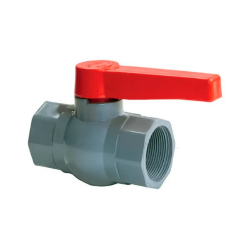 Кран кульовий 1/2" FF PVC ручка важіль сірий + червоний PM0629