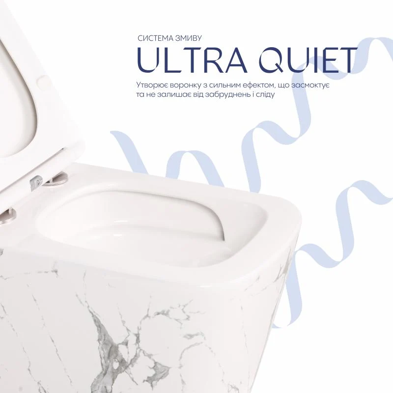 Унітаз підвісний Tern Ultra Quiet 490x365x325 мм кераміка Marble з сидінням Slim Duroplast