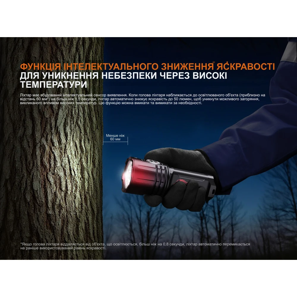 Ліхтар пошуковий Fenix LR35R PRO 10000 лм алюміній 143х55 мм винно-червоний