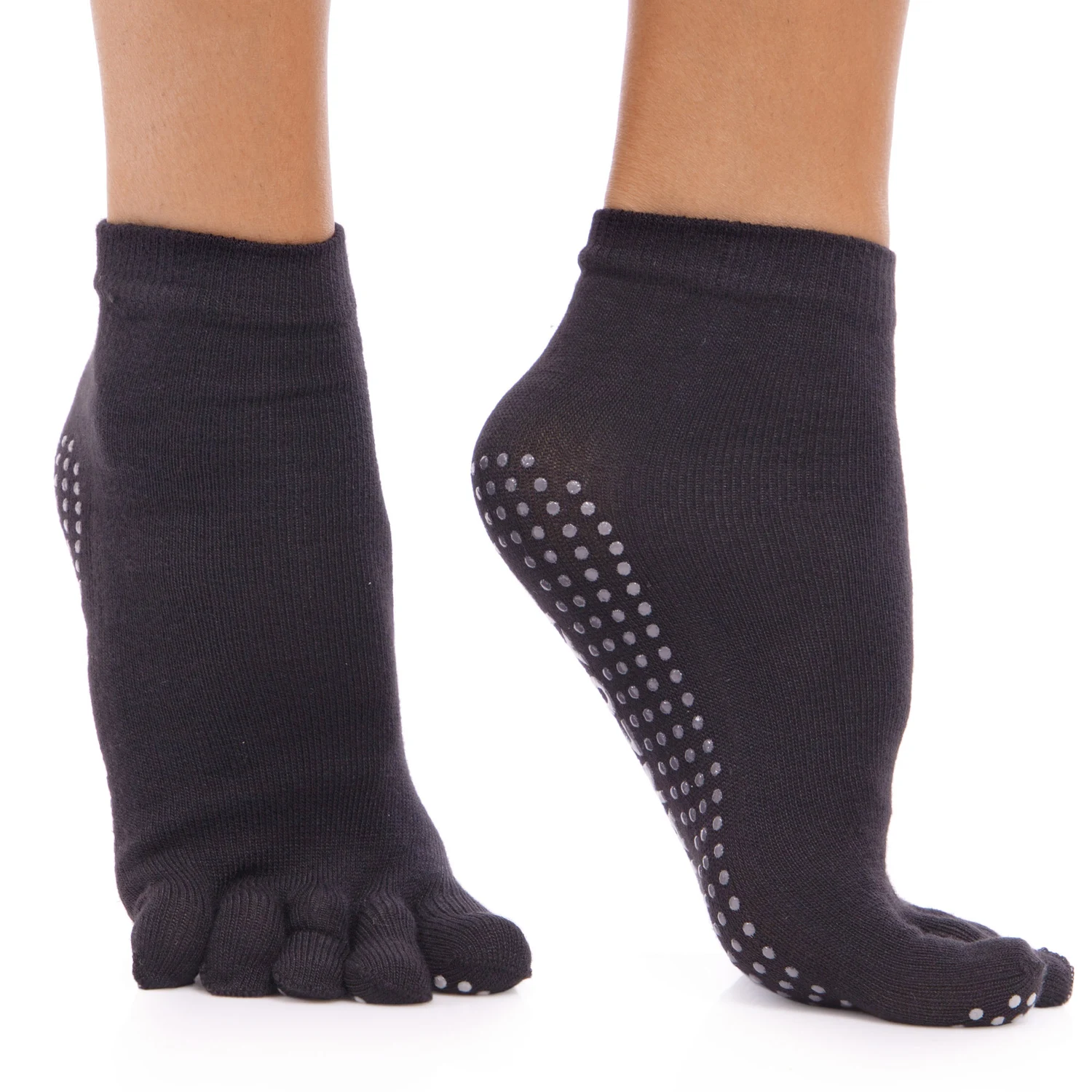 Носки антискользящие EasyFit для йоги 36-40 бавовна чорні
