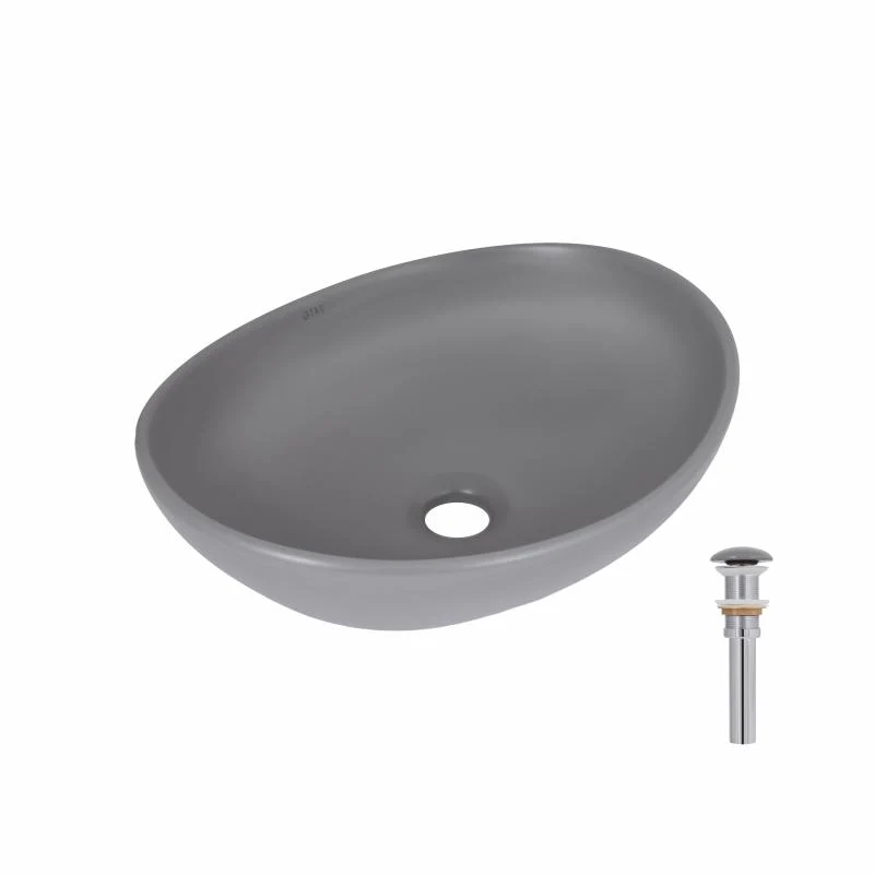 Накладна раковина Qtap Dove 415x340x140 мм овальна кераміка Stone grey