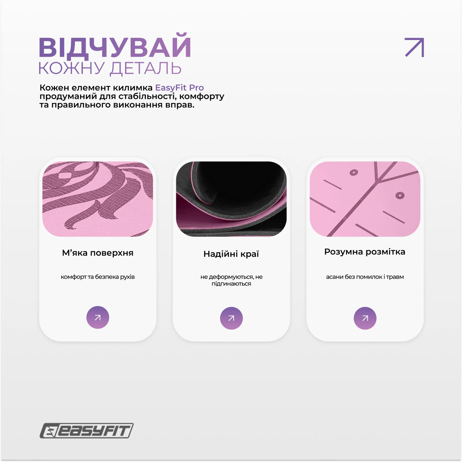 Коврик для йоги EasyFit Pro 5 мм каучук 2,8 кг рожевий