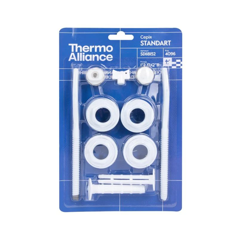 Комплект радіаторний Thermo Alliance Standart 1/2"x1" алюміній кран Маєвського, кронштейн, заглушка, футорка
