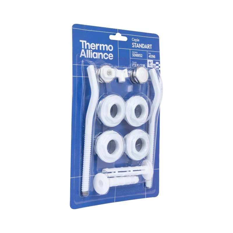 Комплект радіаторний Thermo Alliance Standart 1/2"x1" алюміній кран Маєвського, кронштейн, заглушка, футорка