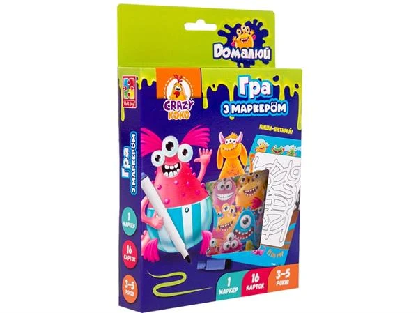 Гра Vladi Toys Пиши та витирай Монстрики VT5010-18 для 1-4 гравців картон 16 полів