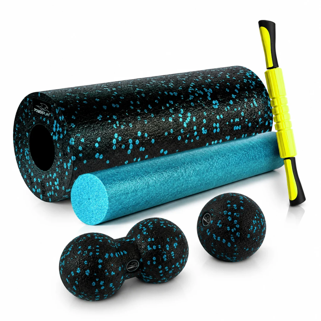 Масажний набір 4в1 PowerPlay PP_4015 EPP Foam Roller Set 33х14 см Чорно-бірюзовий