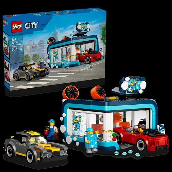 Конструктор LEGO City Тунельна автомийка 583 деталі Пластик Різнобарвний