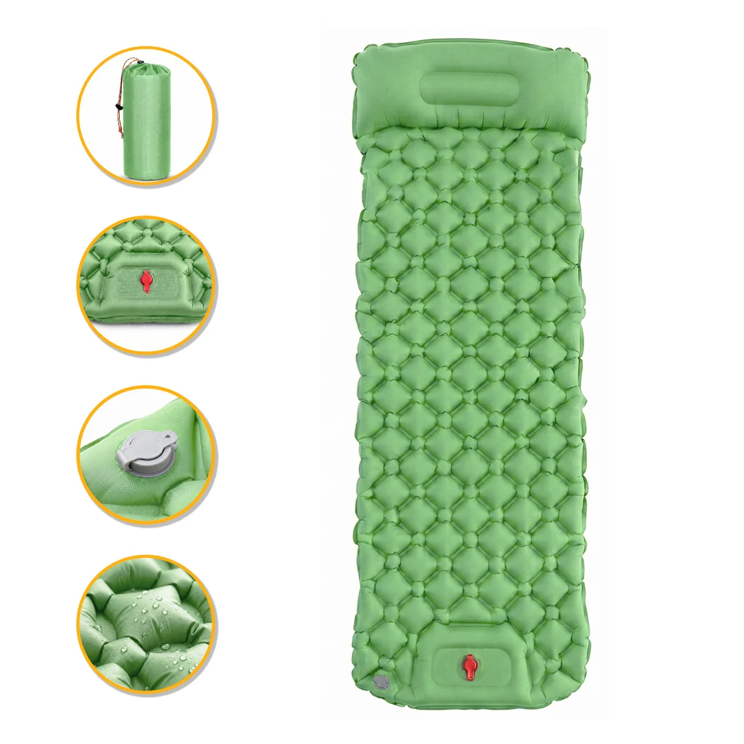 Надувний туристичний матрац LEOBRO Air Mat 190x60x5 см 40D нейлон TPU зелений