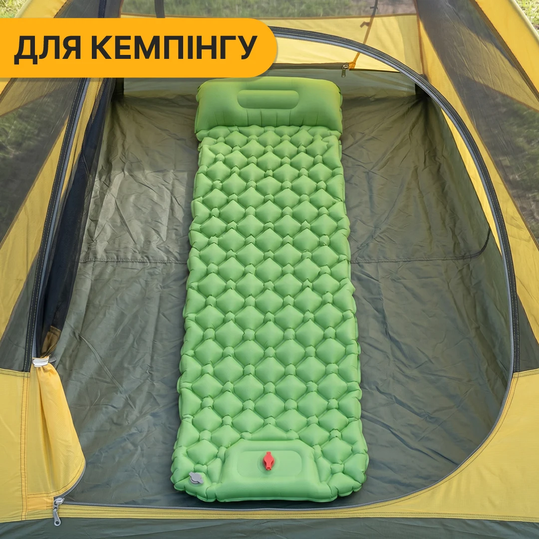 Надувний туристичний матрац LEOBRO Air Mat 190x60x5 см 40D нейлон TPU зелений