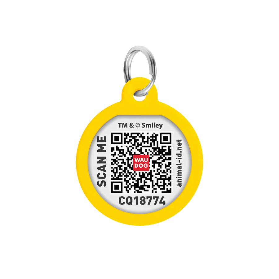 Адресник WAUDOG Smart ID з QR паспортом металевий чорний 25 мм