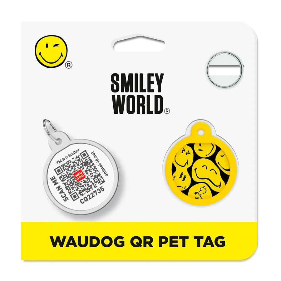 Адресник WAUDOG Smart ID з QR паспортом металевий чорний 25 мм