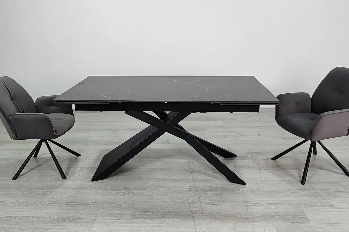 Стіл обідній розкладний MADISON CERAMIC 160(240)x90 см кераміка чорний матовий