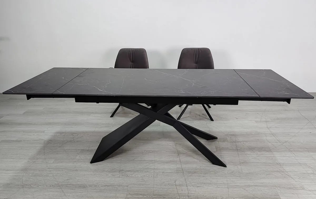 Стіл обідній розкладний MADISON CERAMIC 160(240)x90 см кераміка чорний матовий