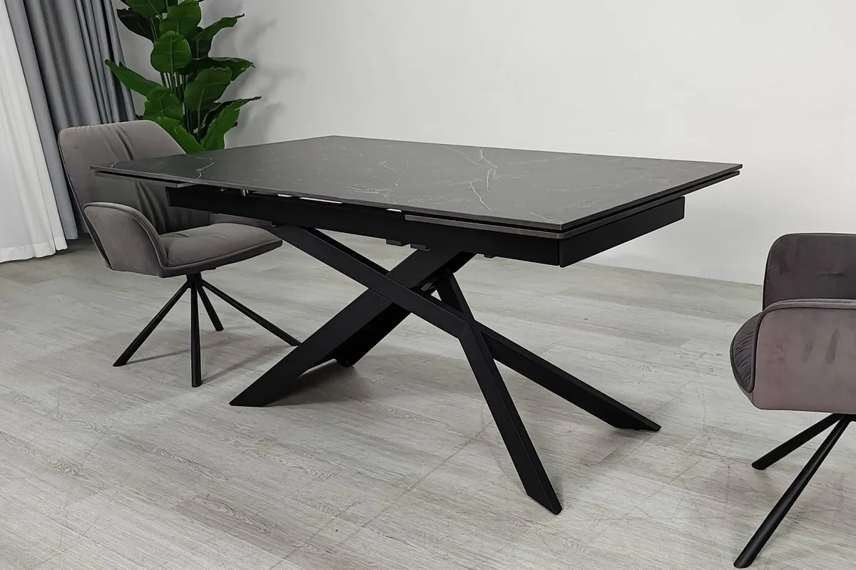 Стіл обідній розкладний MADISON CERAMIC 160(240)x90 см кераміка чорний матовий