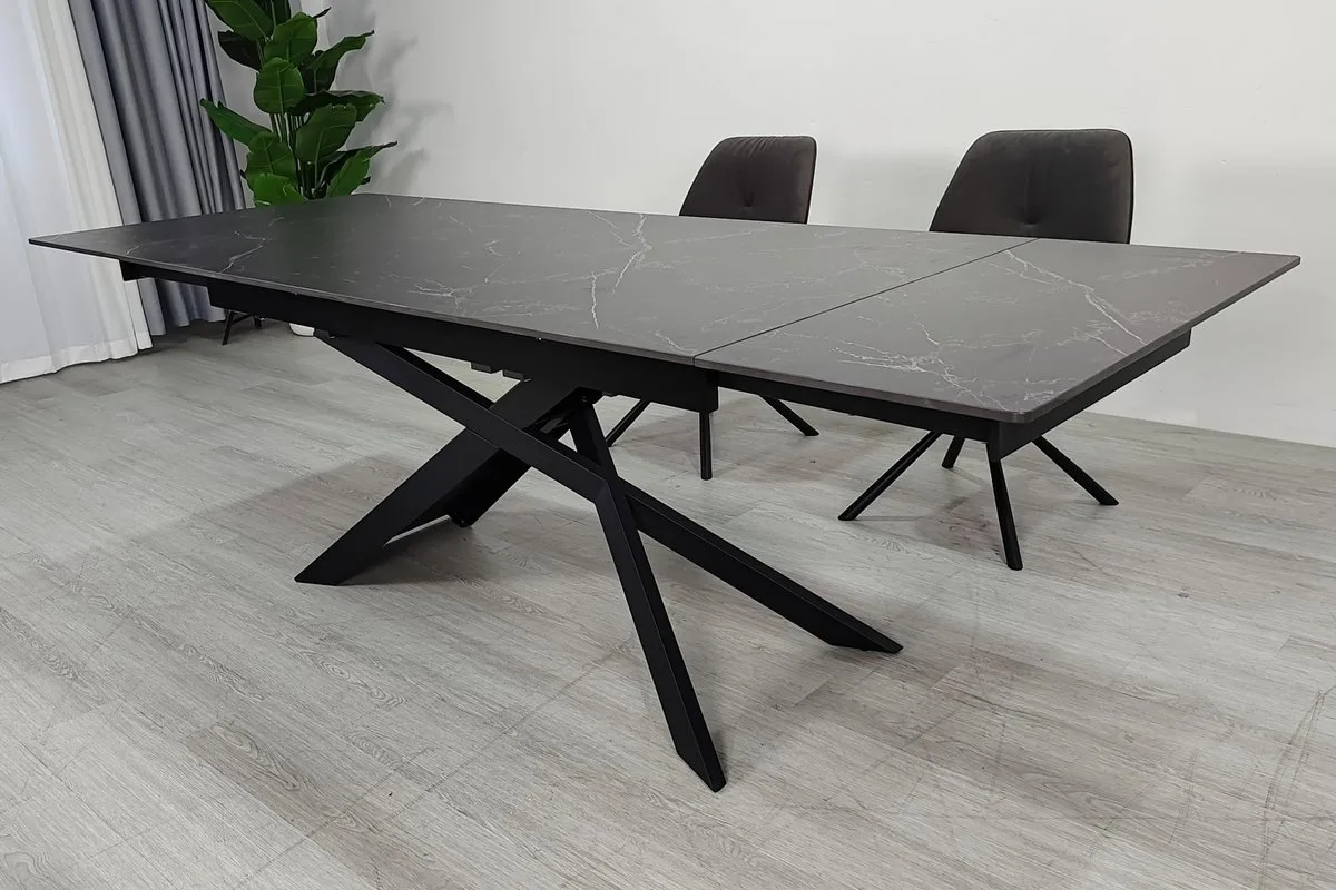Стіл обідній розкладний MADISON CERAMIC 160(240)x90 см кераміка чорний матовий
