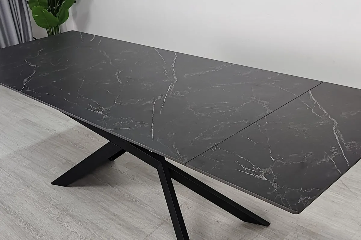 Стіл обідній розкладний MADISON CERAMIC 160(240)x90 см кераміка чорний матовий