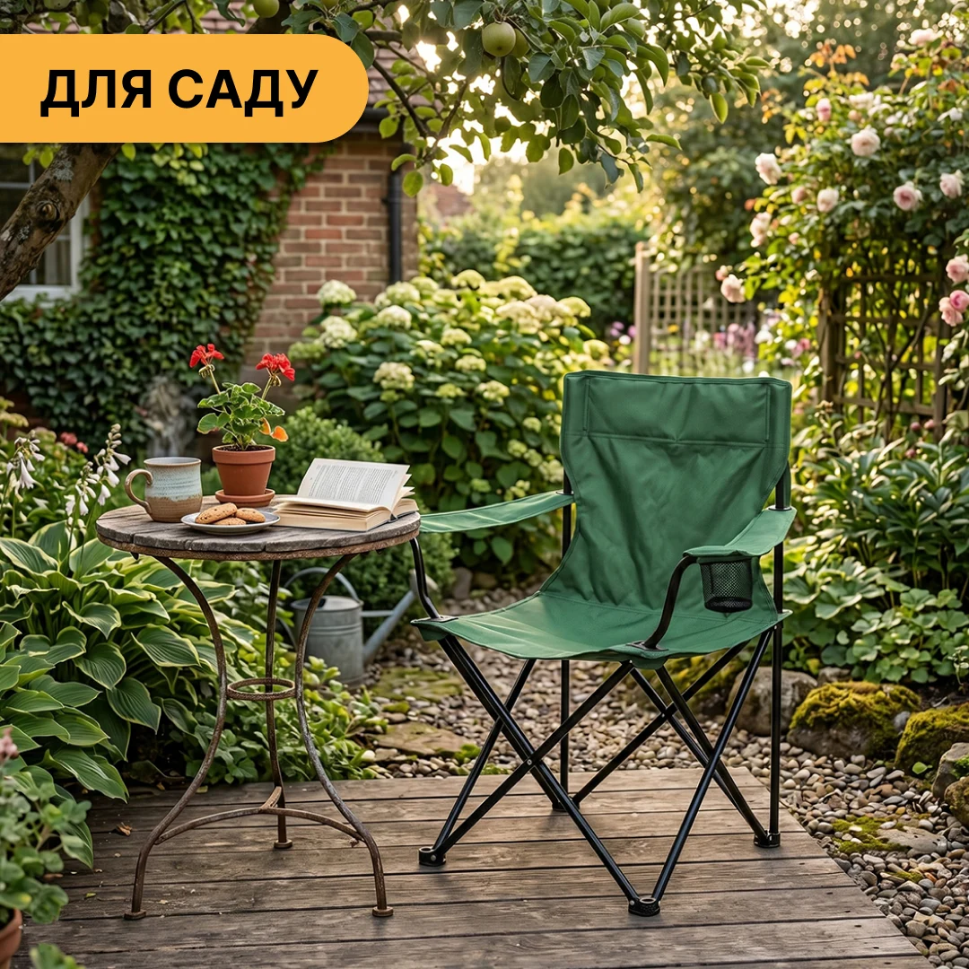 Складное туристическое кресло LEOBRO Lite 50x50x80 см Сталь Зеленый 1,8 кг