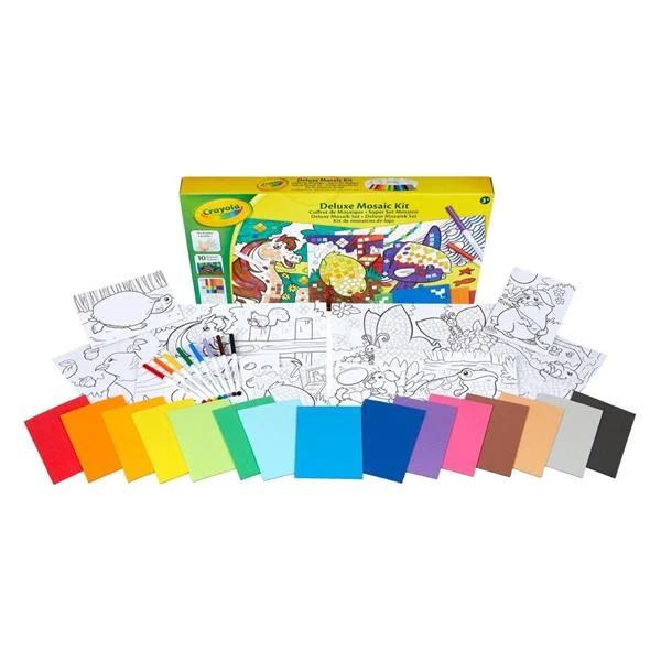 Набір для стікерної мозаїки Crayola 25 елементів 2 шаблони А3, 4 шаблони А4, 15 кольорових стикерів Різнобарвний