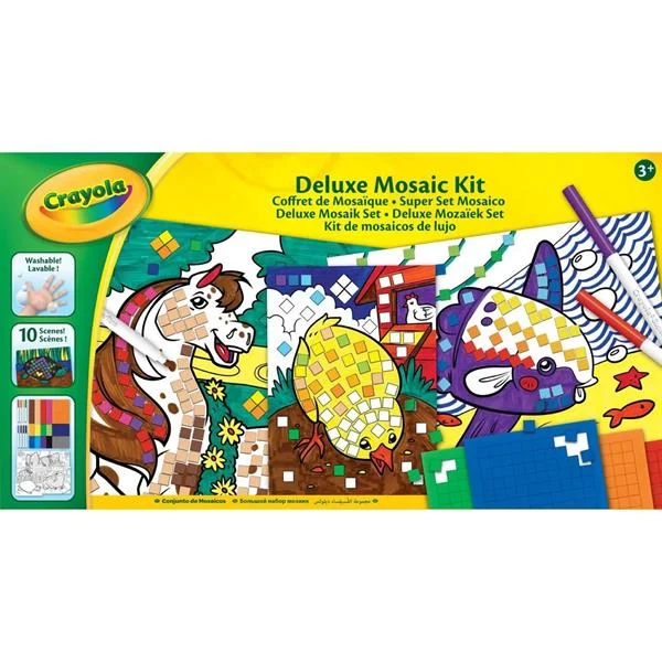 Набір для стікерної мозаїки Crayola 25 елементів 2 шаблони А3, 4 шаблони А4, 15 кольорових стикерів Різнобарвний