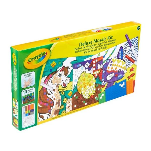 Набір для стікерної мозаїки Crayola 25 елементів 2 шаблони А3, 4 шаблони А4, 15 кольорових стикерів Різнобарвний