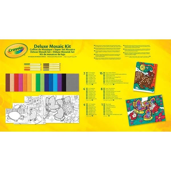 Набір для стікерної мозаїки Crayola 25 елементів 2 шаблони А3, 4 шаблони А4, 15 кольорових стикерів Різнобарвний