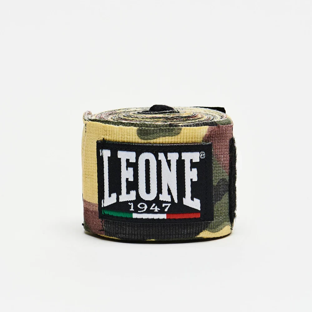 Боксерські бинти Leone AB705 еластичні 4,5 м бавовна зелений камуфляж