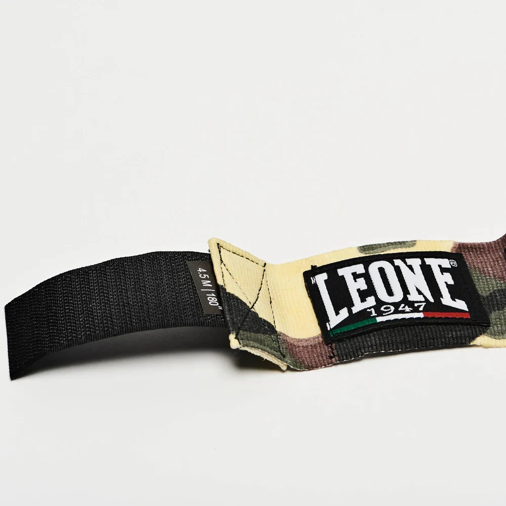 Боксерські бинти Leone AB705 еластичні 4,5 м бавовна зелений камуфляж