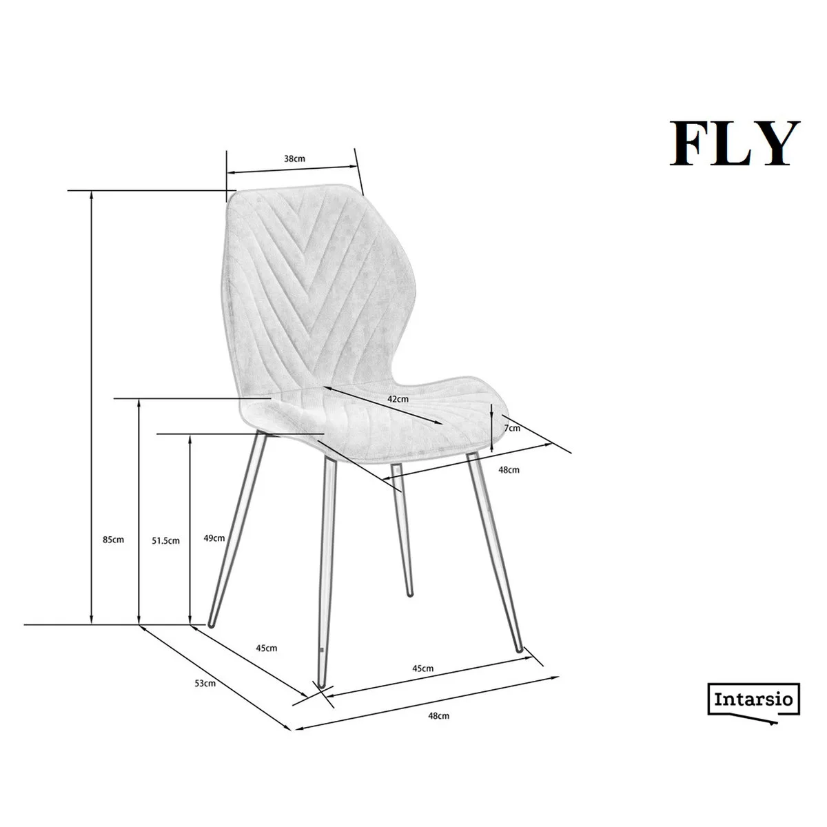 Стілець FLY 73х58х51 см металева трубка чорний оксамит капучино