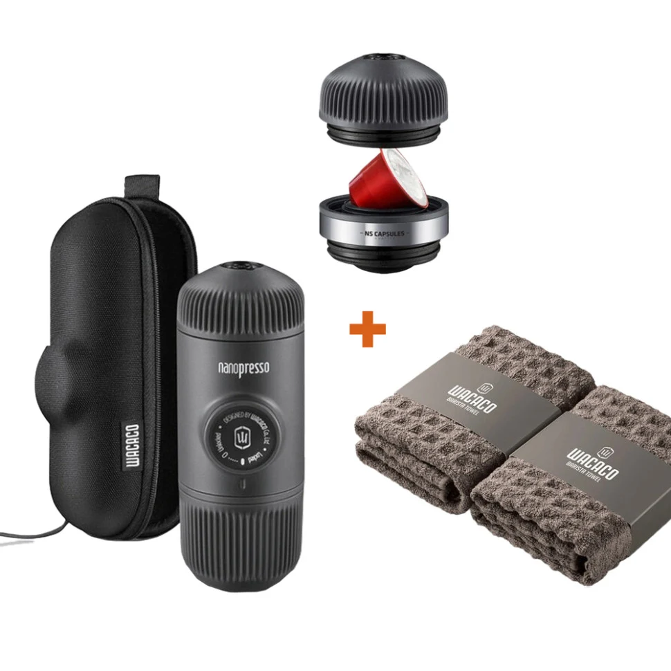 Кавоварка Wacaco Nanopresso Grey капсульна 62x71x156 мм нержавіюча сталь