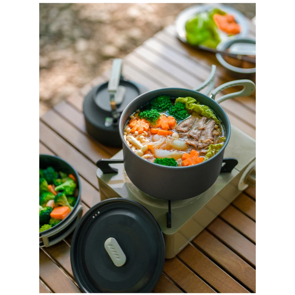 Каструля 1,7 л алюмінієва Naturehike CNK2450CF010 Ø17х9,5 см з кришкою та складаною ручкою