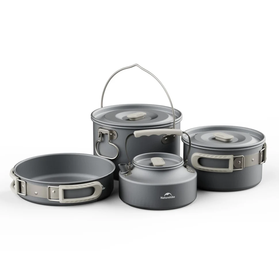 Каструля 1,7 л алюмінієва Naturehike CNK2450CF010 Ø17х9,5 см з кришкою та складаною ручкою