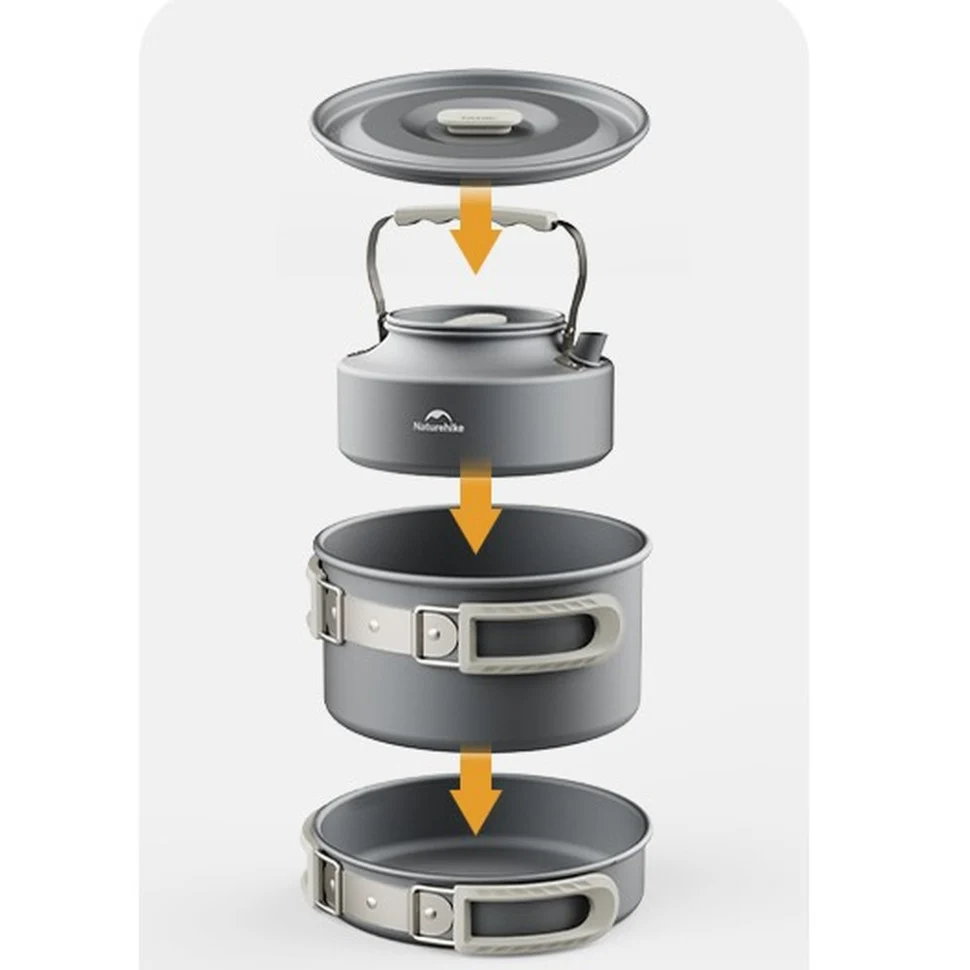 Каструля 1,7 л алюмінієва Naturehike CNK2450CF010 Ø17х9,5 см з кришкою та складаною ручкою