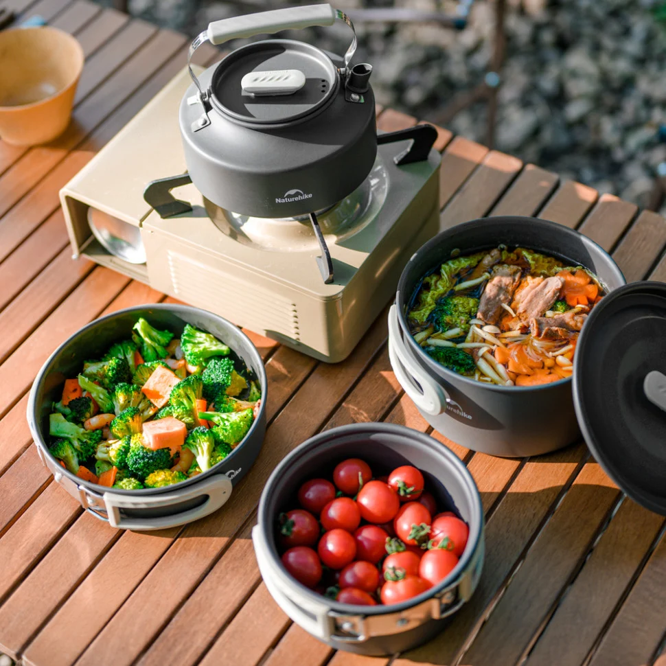 Каструля 1,7 л алюмінієва Naturehike CNK2450CF010 Ø17х9,5 см з кришкою та складаною ручкою