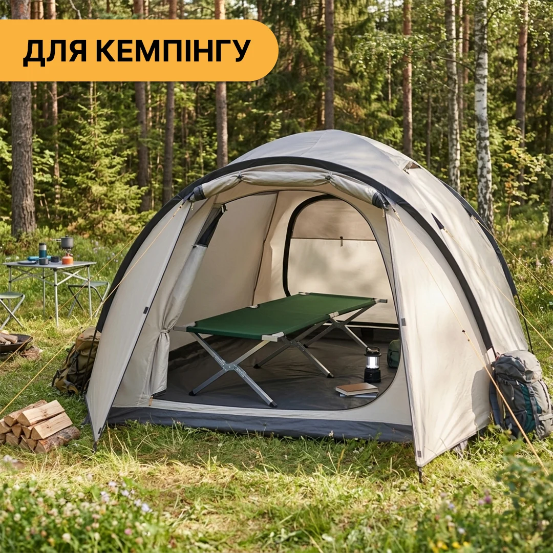 Армійська похідна розкладушка LB-MC-A1-GRN до 120 кг сталь темно-зелена