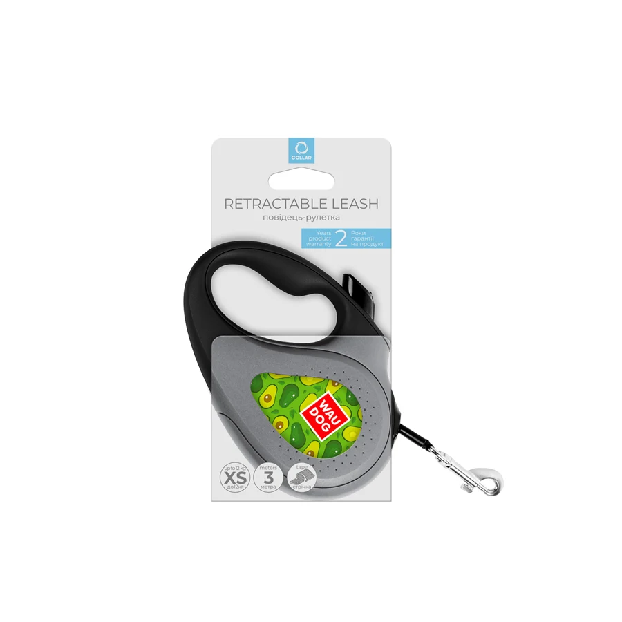 Повідець-рулетка WAUDOG R-leash XS до 12 кг 3 м пластик чорний
