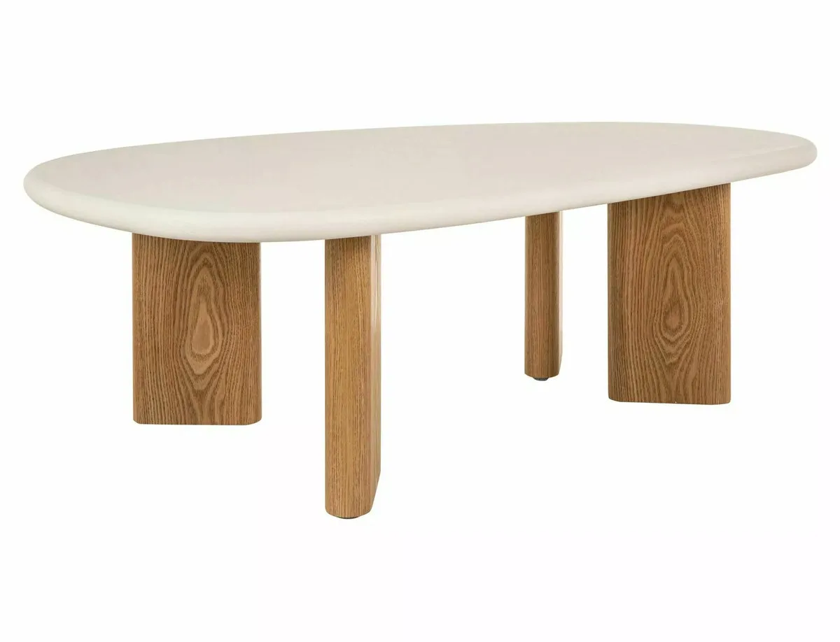 Журнальний столик ALPEN 130х80 см екрю/дуб MDF + мікроцемент
