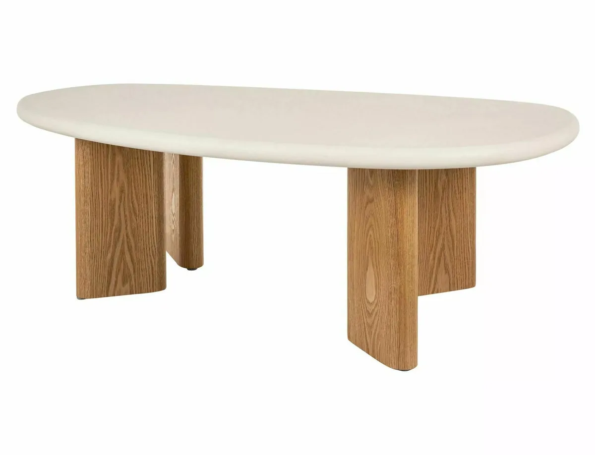 Журнальний столик ALPEN 130х80 см екрю/дуб MDF + мікроцемент