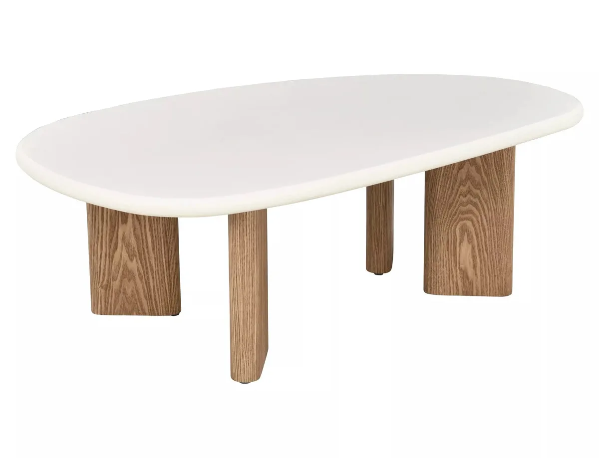 Журнальний столик ALPEN 130х80 см екрю/дуб MDF + мікроцемент