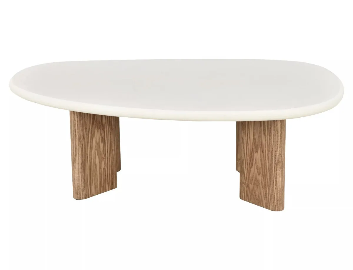 Журнальний столик ALPEN 130х80 см екрю/дуб MDF + мікроцемент