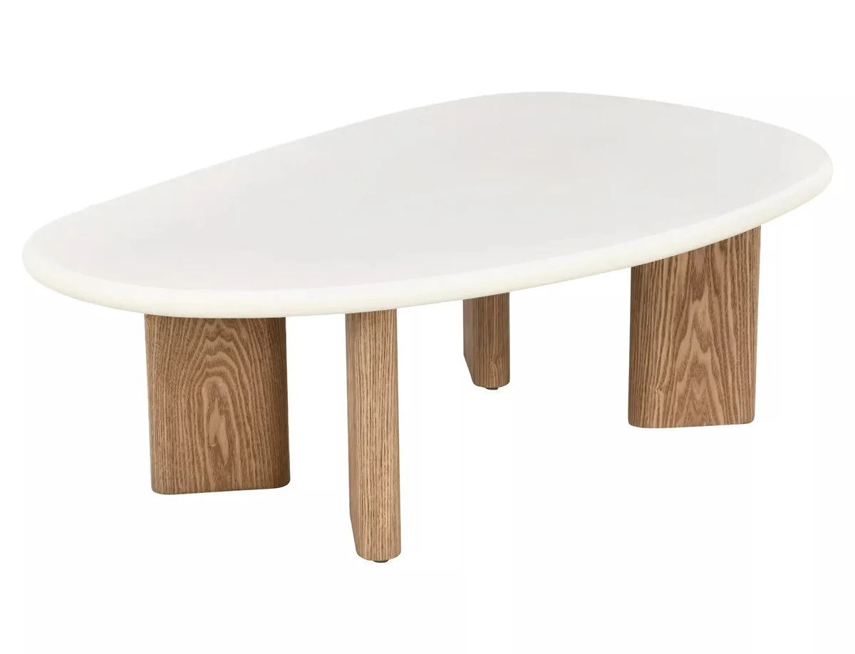 Журнальний столик ALPEN 130х80 см екрю/дуб MDF + мікроцемент