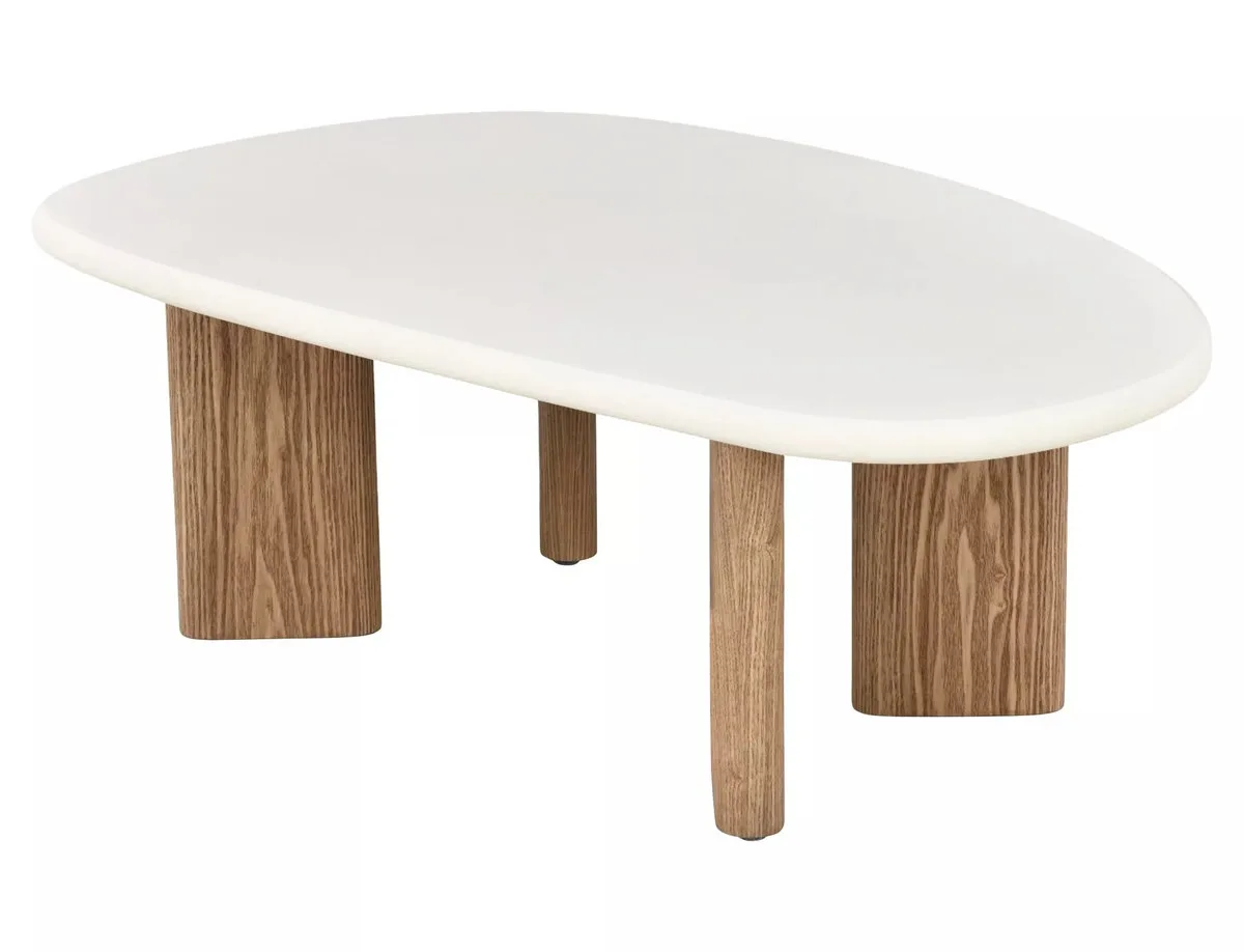 Журнальний столик ALPEN 130х80 см екрю/дуб MDF + мікроцемент