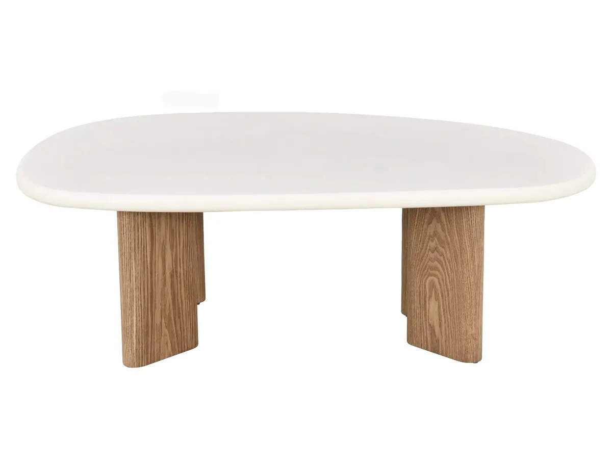 Журнальний столик ALPEN 130х80 см екрю/дуб MDF + мікроцемент