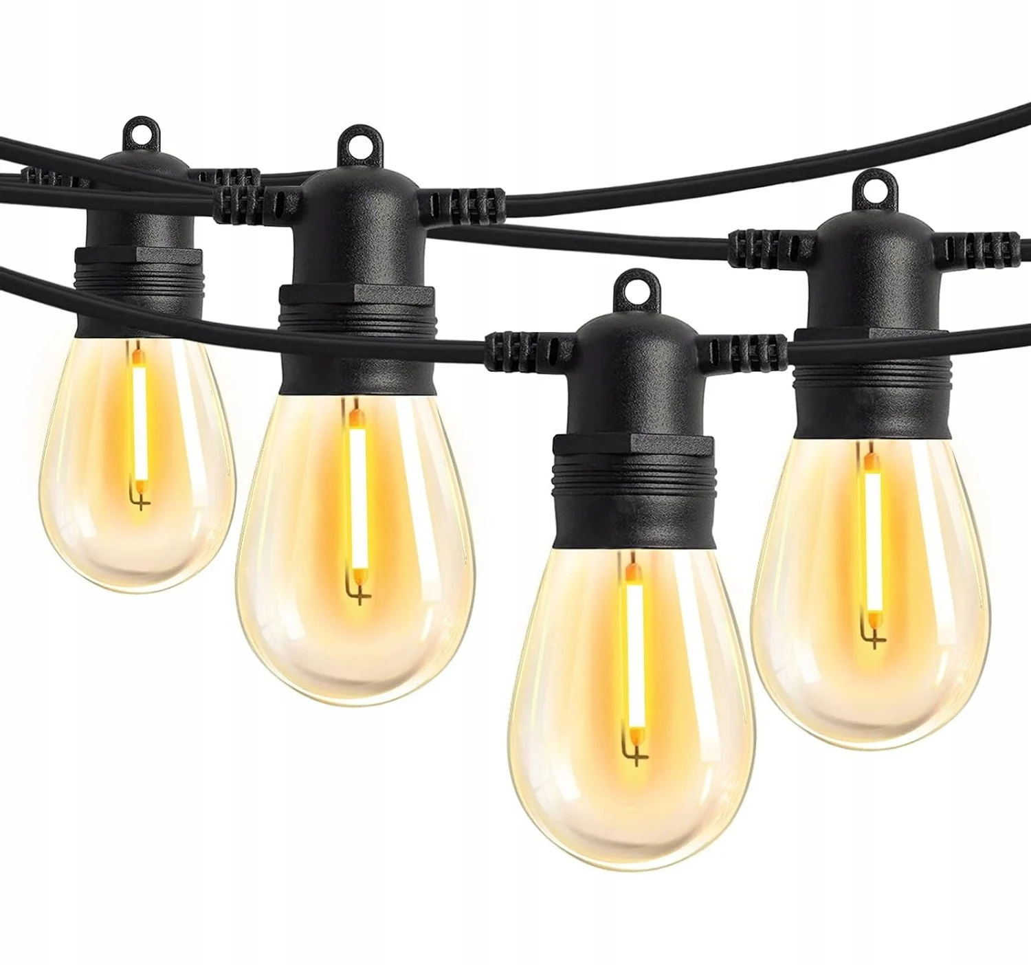 Сонячна гірлянда 15 м з 15 LED-лампочками E27 тепле біле світло IP44 з пультом і зарядкою USB