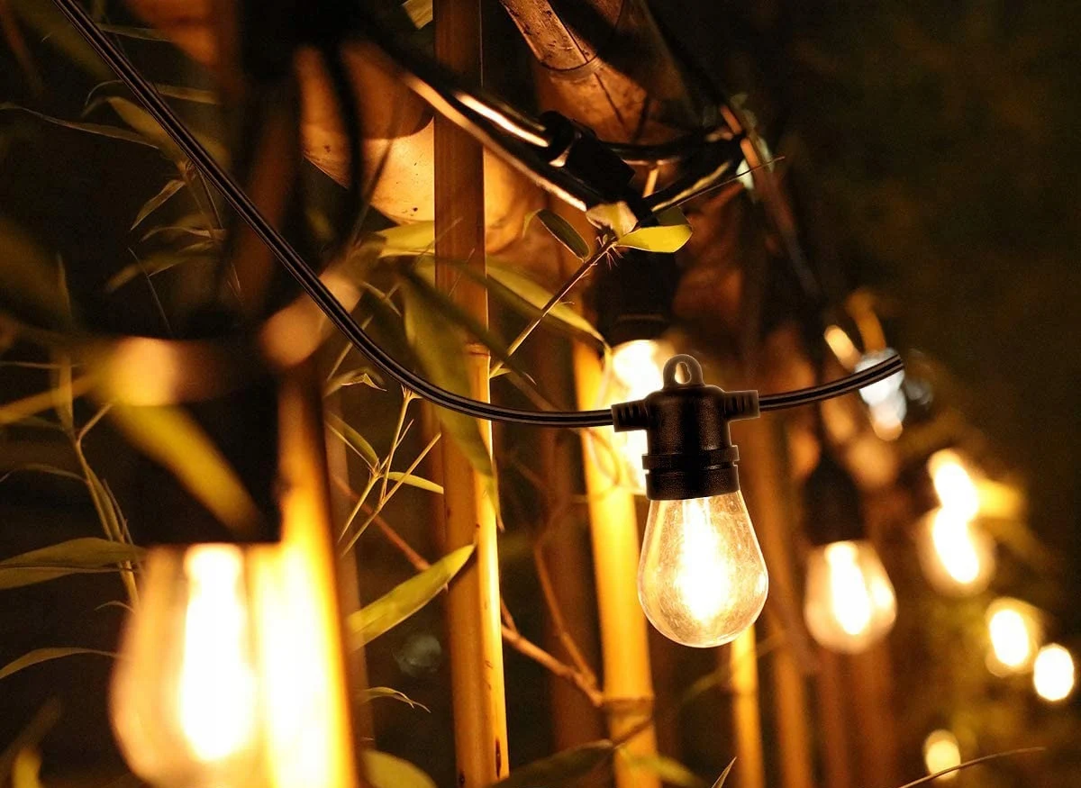 Сонячна гірлянда 15 м з 15 LED-лампочками E27 тепле біле світло IP44 з пультом і зарядкою USB